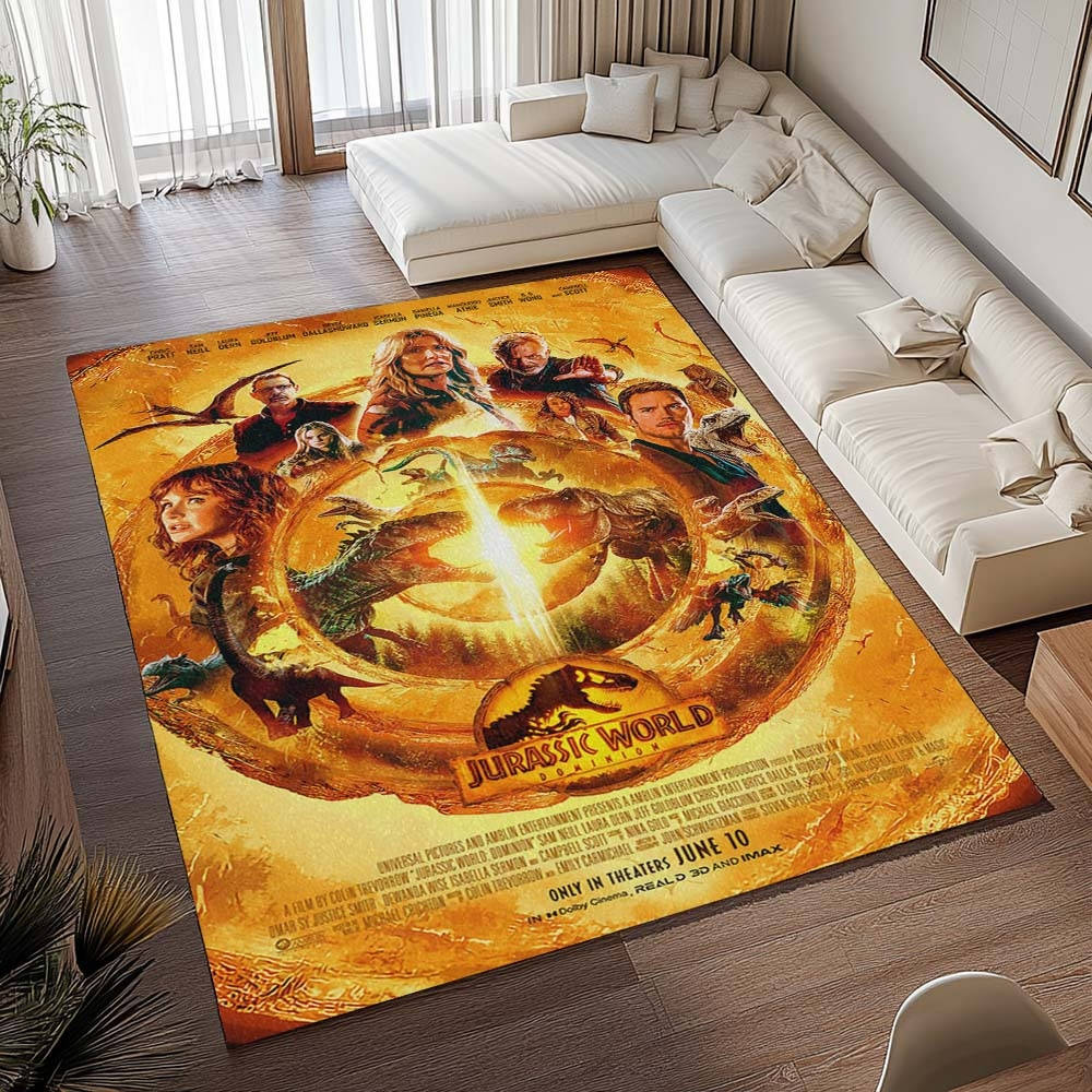 Jurassic Park 7 Tapis de salon, Style Film Culte Imprimé pour Chambre de Geek