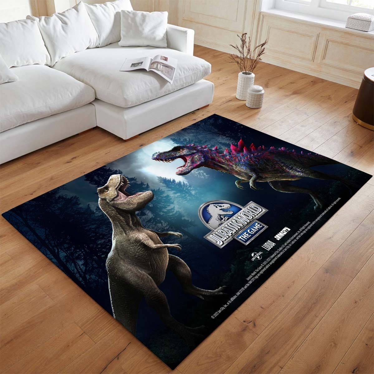 Jurassic World 11 Tapis de salon, Idée Cadeau Saga Jurassic Park Antidérapant