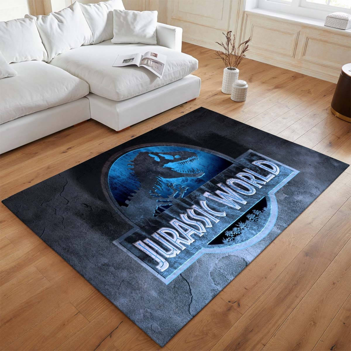 Jurassic World 12 Tapis de salon, Style Film Culte Imprimé pour Chambre de Geek
