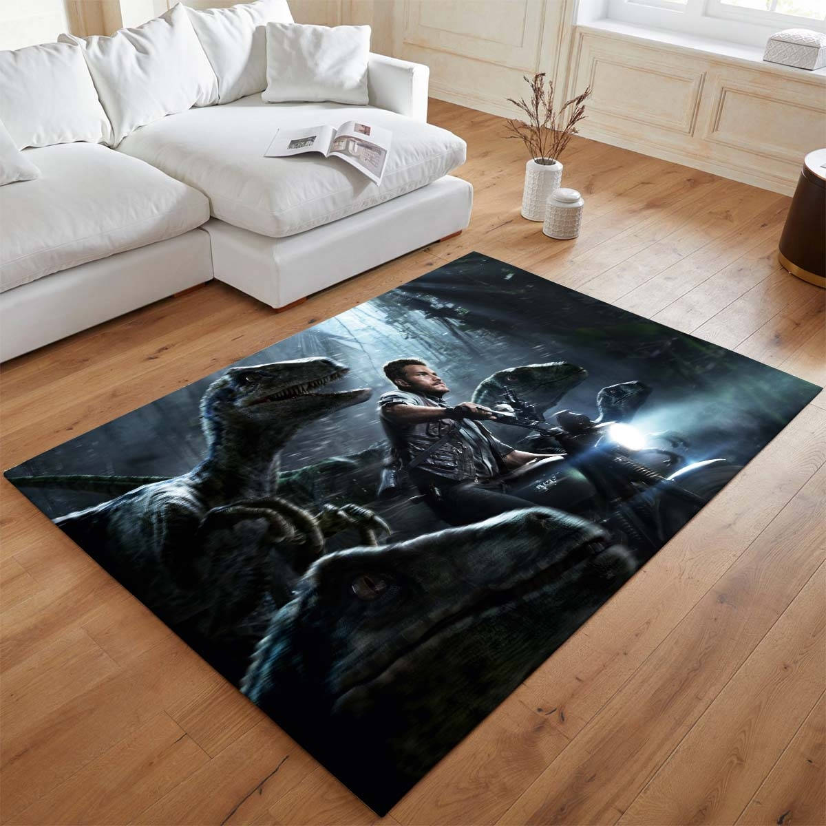 Jurassic World 2 Tapis de salon, Style Film Culte Imprimé pour Chambre de Geek