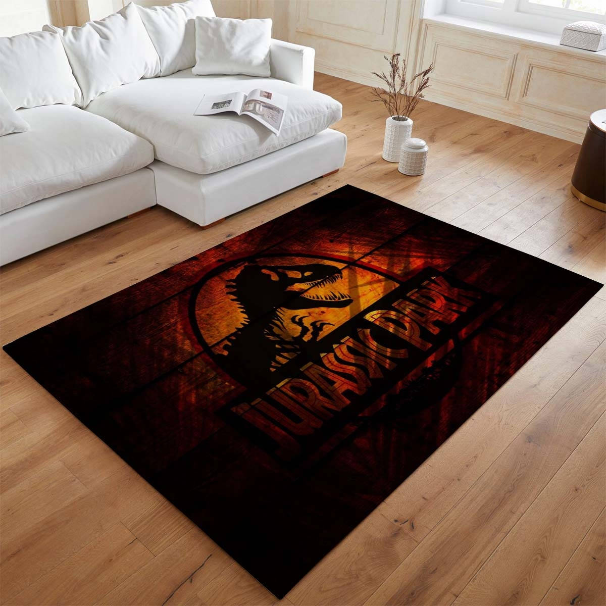 Jurassic World 3 Tapis de salon, Décoration Intérieure Monde Perdu Rectangle Moelleux