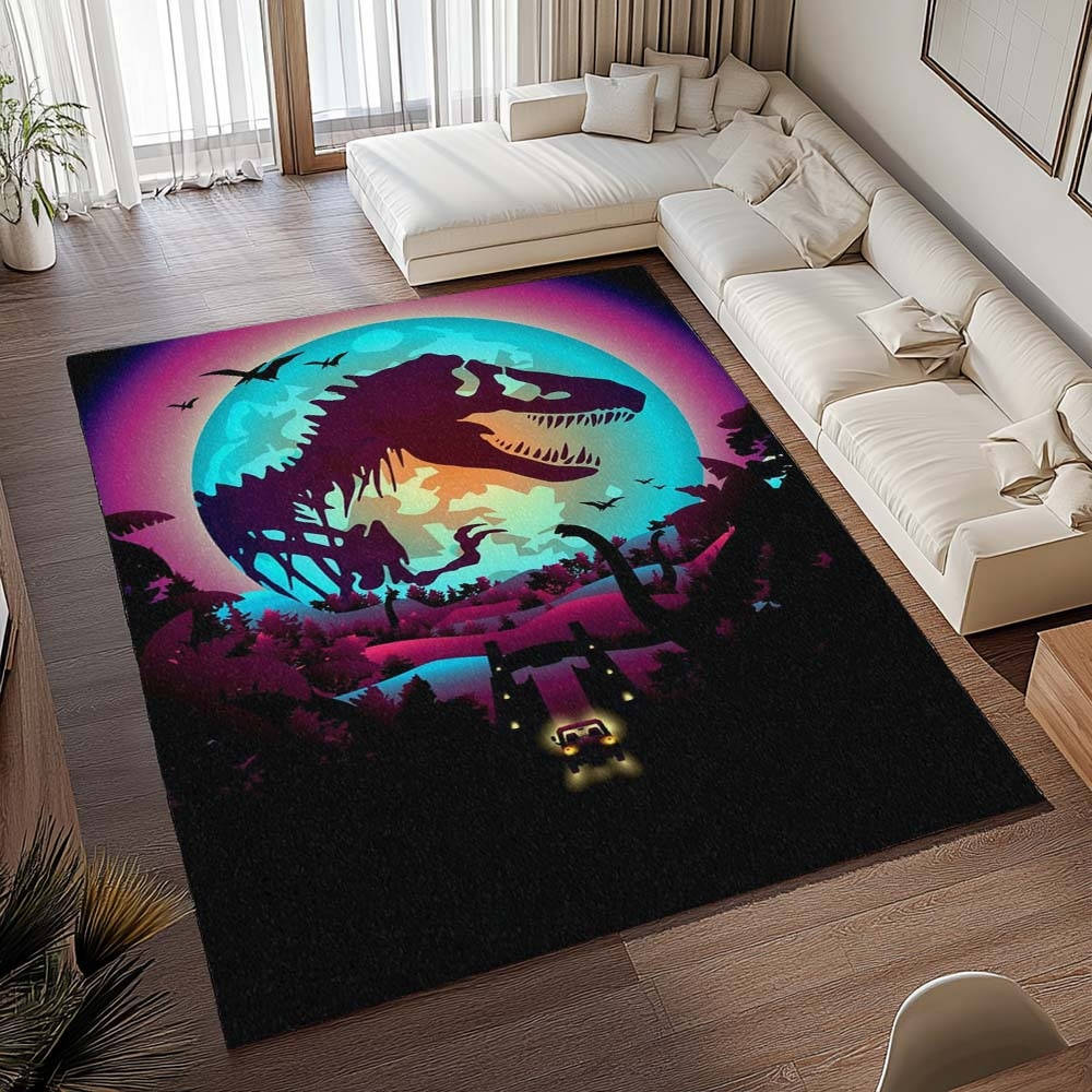 Jurassic World 5 Tapis de salon, Tapis Poil Court Facile à Nettoyer pour Bureau et Salle de Jeux