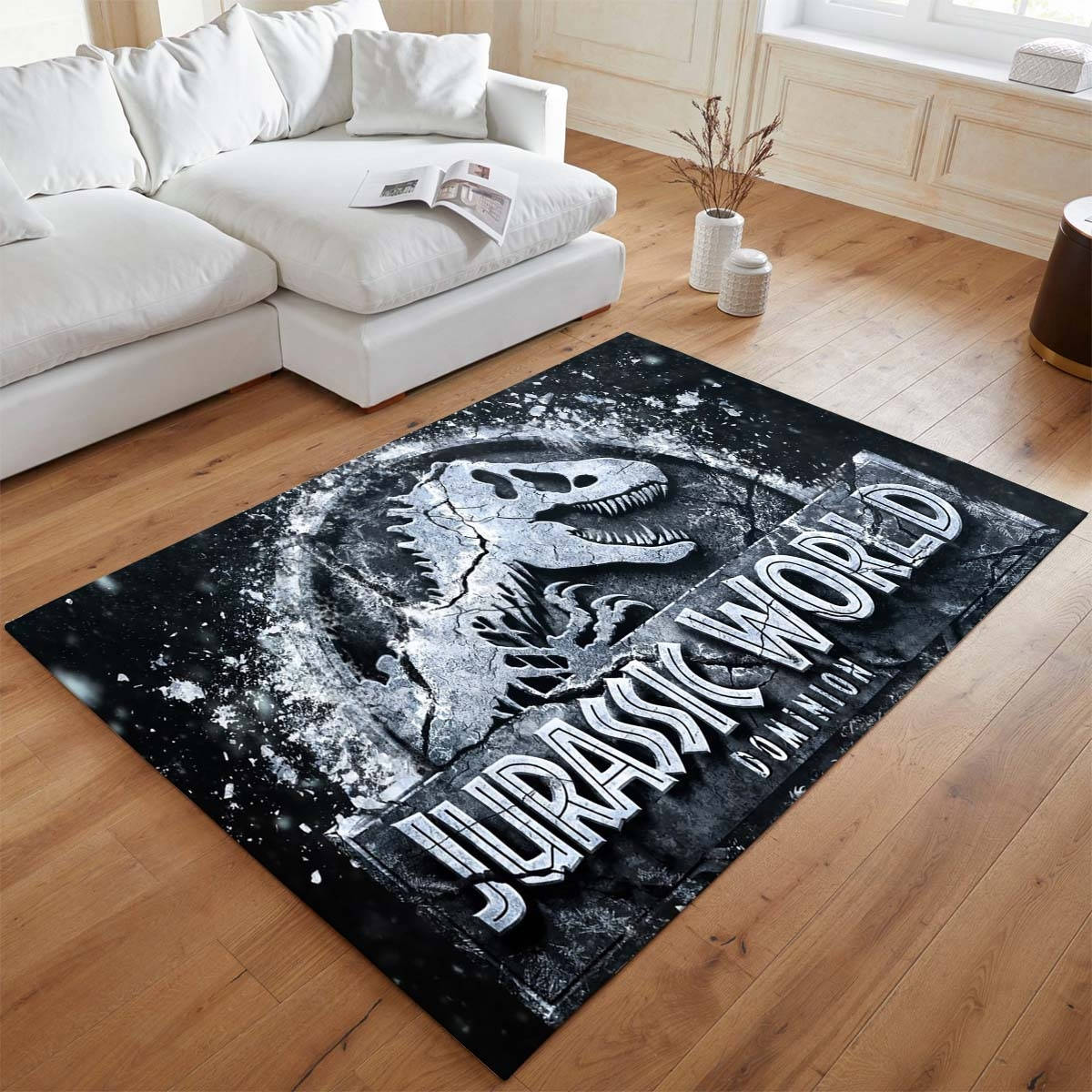 Jurassic World 7 Tapis de salon, Style Film Culte Imprimé pour Chambre de Geek