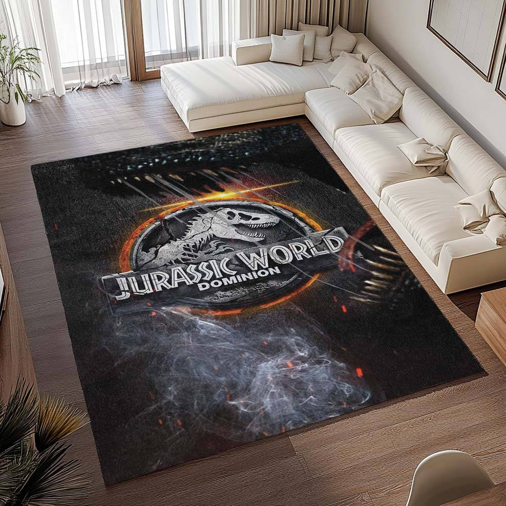 Jurassic World 8 Tapis de salon, Impression Haute Définition Modèle Parc Jurassique