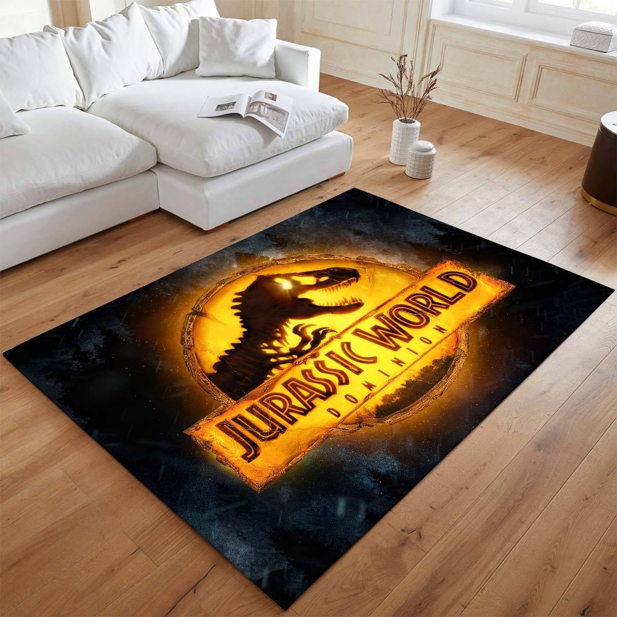 Jurassic World Dominion Tapis de salon, Impression Haute Définition Modèle Parc Jurassique