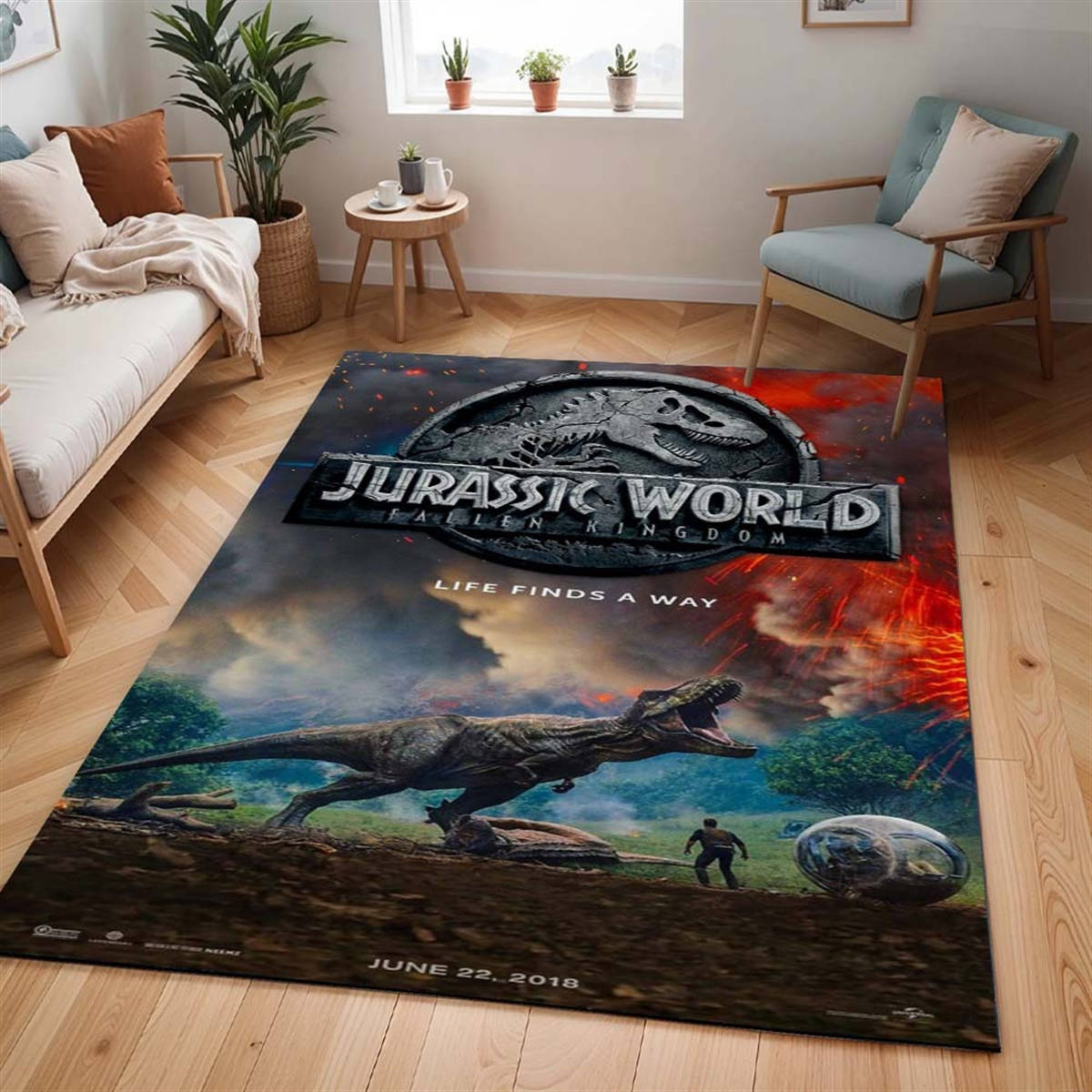 Jurassic Park 1 Tapis de salon, Décoration Intérieure Monde Perdu Rectangle Moelleux
