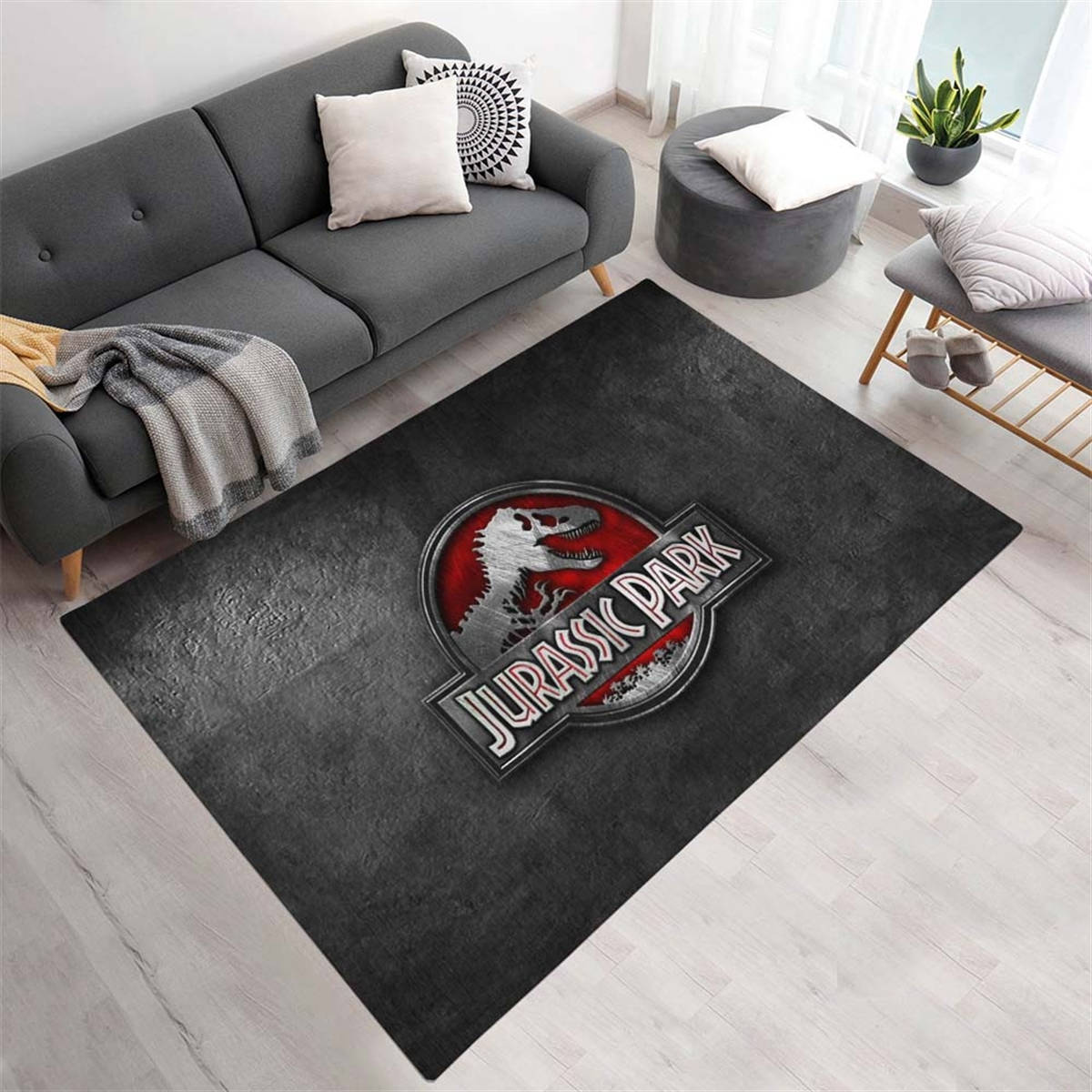 Jurassic Park 10 Tapis de salon, Impression Haute Définition Modèle Parc Jurassique