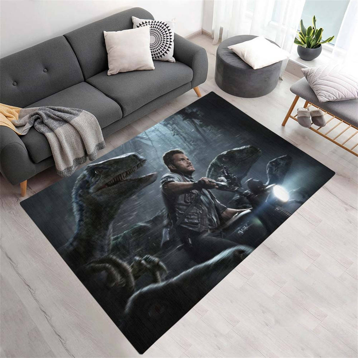 Jurassic Park 11 Tapis de salon, Tapis Poil Court Facile à Nettoyer pour Bureau et Salle de Jeux