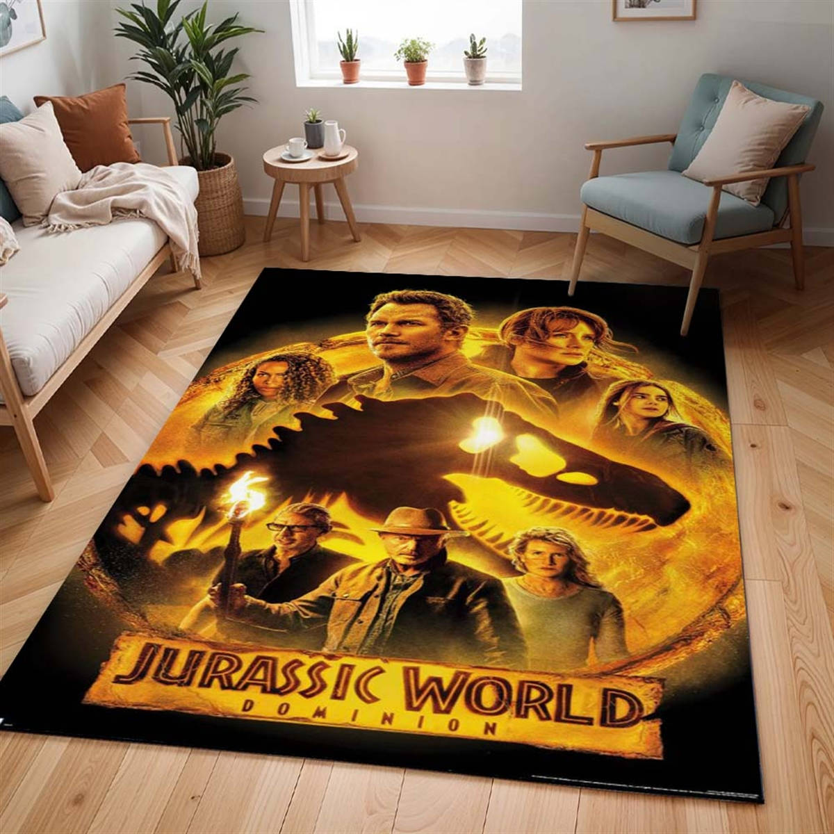 Jurassic Park 3 Tapis de salon, Style Film Culte Imprimé pour Chambre de Geek