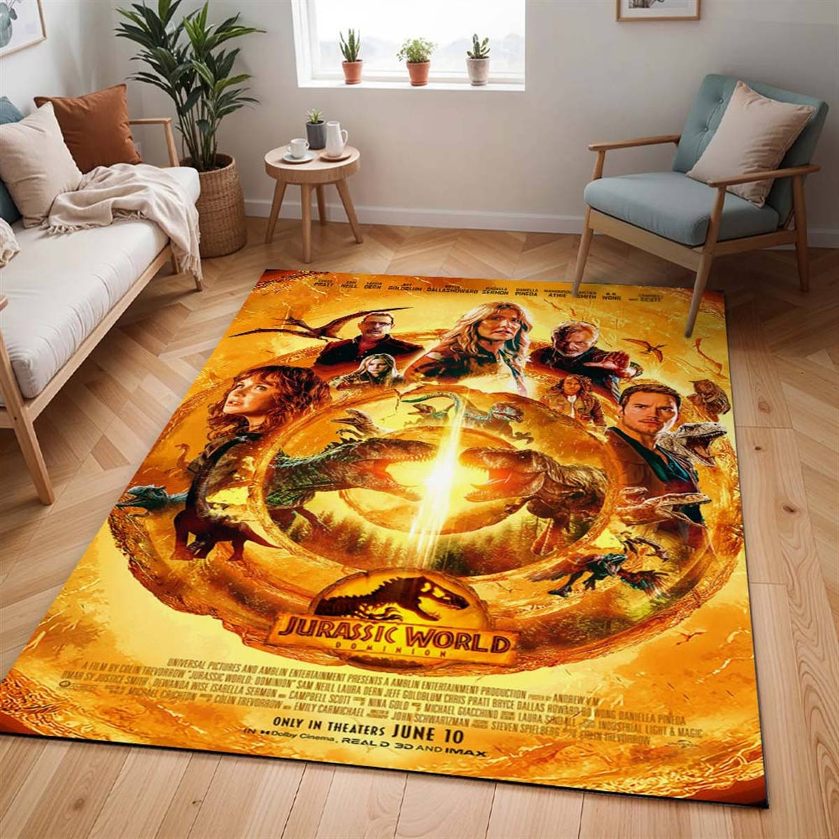 Jurassic Park 7 Tapis de salon, Style Film Culte Imprimé pour Chambre de Geek