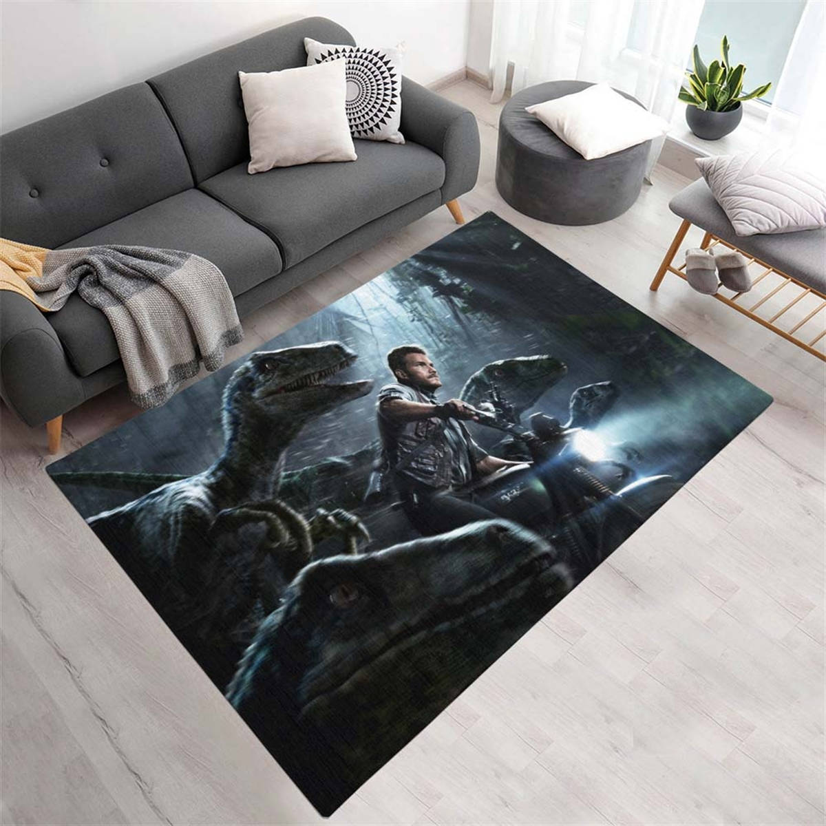 Jurassic World 2 Tapis de salon, Style Film Culte Imprimé pour Chambre de Geek