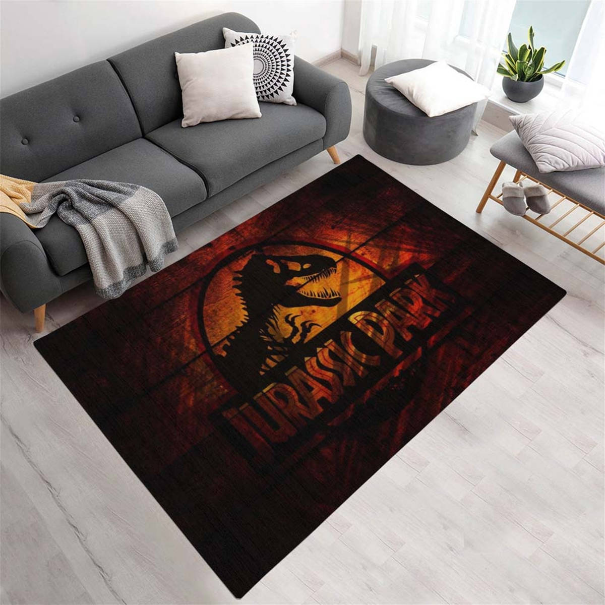 Jurassic World 3 Tapis de salon, Décoration Intérieure Monde Perdu Rectangle Moelleux